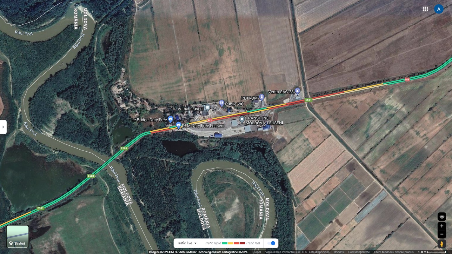 Iată ce prezintă Google Maps, legat de traficul de lângă vama Leușeni, la această oră