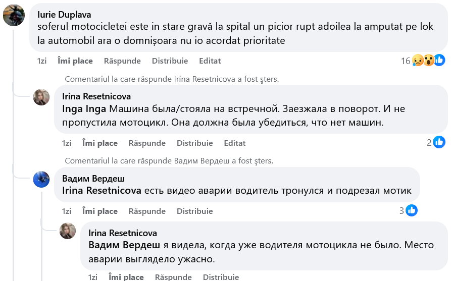 Accident pe strada Grenoble. Un motociclist s-a lovit violent de colțul frontal al unui sedan marca Samsung (Renault Talisman).